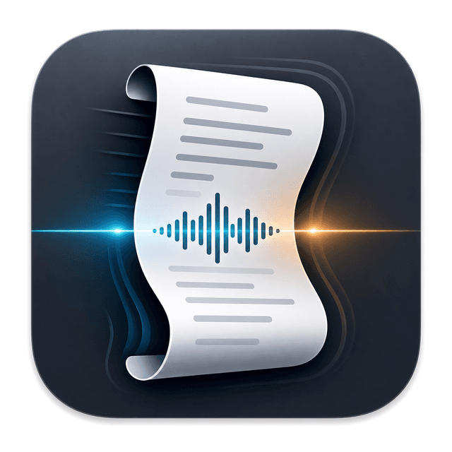 Scroll app icon — a paper scroll with a glowing waveform